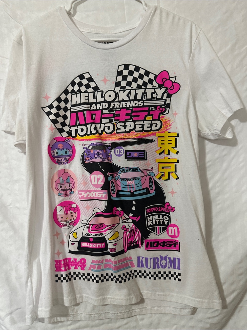Sanrio Hello Kitty Tokyo Speed White Pink Graphic Tee